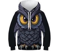 FSMHDG 3D Gedruckter Kinder Hoodie Geschnittene Eule - Kinder Pullover Für Stil Und Komfort, Vielseitiges Kinder Sweatshirt Für Jungen Und Mädchen