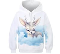 FSMHDG 3D Gedruckter Kinder Hoodie Kleiner Hirsch - Kinder Pullover Für Stil Und Komfort, Vielseitiges Kinder Sweatshirt Für Jungen Und Mädchen