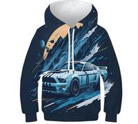 FSMHDG Bezaubernder Kinder Hoodie Sportwagen Mit 3D-Muster - Kinder Pullover, Der in Jeder Garderobe Auffällt, Weiches Kinder Sweatshirt