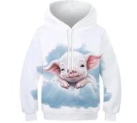 FSMHDG Farbenfroher Kinder Hoodie Schwein in 3D - Weicher Kinder Pullover, Stylisches Kinder Sweatshirt Für Mädchen Und Jungen