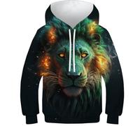 FSMHDG Innovatives Kinder Sweatshirt Löwe in 3D - Der Ultimative Kinder Hoodie Für Jeden Tag, Hochwertiger Kinder Pullover, Der Begeistert
