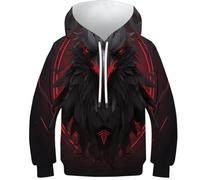 FSMHDG Jugendlicher Kinder Sweatshirt Schwarzer Adler in 3D - Modischer Kinder Hoodie, Vielseitiger Kinder Pullover, Perfekt Für Schule Und Freizeit