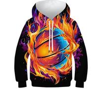 FSMHDG Kinder Hoodie Basketball - 3D Kinder Pullover Mit Kreativem Druck, Weiches Kinder Sweatshirt, Ideal Für Mädchen Und Jungen