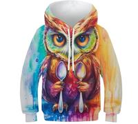 FSMHDG Kinder Hoodie Geschnittene Eule in Lebhaftem 3D Design - Trendiger Kinder Pullover, Stylisches Kinder Sweatshirt, Ideal Für Jungen Und Mädchen