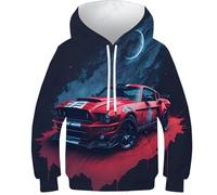 FSMHDG Kinder Hoodie Sportwagen Mit 3D-Design - Trendiger Kinder Pullover, Vielseitiges Kinder Sweatshirt Für Jungen Und Mädchen