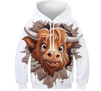 FSMHDG Kinder Hoodie Stierkopf in Lebhaftem 3D Design - Trendiger Kinder Pullover, Stylisches Kinder Sweatshirt, Ideal Für Jungen Und Mädchen