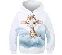 FSMHDG Kinder Pullover Giraffe Mit 3D Design - Trendiger Kinder Hoodie, Kinder Sweatshirt Für Jeden Anlass, Ideal Für Jungen Und Mädchen