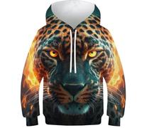 FSMHDG Kinder Pullover Leopard Mit 3D Design - Trendiger Kinder Hoodie, Kinder Sweatshirt Für Jeden Anlass, Ideal Für Jungen Und Mädchen