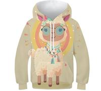 FSMHDG Kinder Sweatshirt Alpaka Mit Spektakulärem 3D-Design - EIN Must-Have Kinder Hoodie, Langlebiger Kinder Pullover Für Alle Gelegenheiten