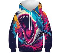 FSMHDG Kinder Sweatshirt Haie - Exklusiver Kinder Hoodie Mit 3D-Design, Kinder Pullover, Der Komfort Und Moderne Optik Bietet