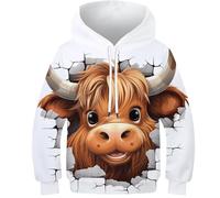 FSMHDG Kinder Sweatshirt Stierkopf in 3D - Cooler Kinder Hoodie, Lässiger Kinder Pullover Für Jungen Und Mädchen, Ideal Für Freizeit