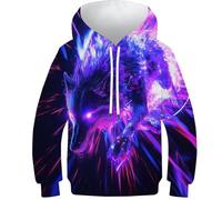 FSMHDG Lebendiger Kinder Hoodie Wolf in 3D-Druck - Stilvoller Kinder Pullover, Angenehmes Kinder Sweatshirt, Ideal Für Modebewusste Kids