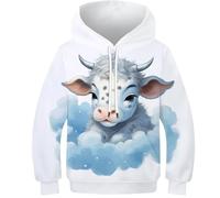 FSMHDG Modischer Kinder Hoodie Kuh - 3D Kinder Pullover, Hochwertiges Kinder Sweatshirt, Perfekt Für Jungen Und Mädchen