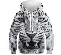 FSMHDG Modischer Kinder Hoodie Leopard - 3D Kinder Pullover, Perfektes Kinder Sweatshirt Für Alltagsabenteuer, Ideal Für Jungen Und Mädchen