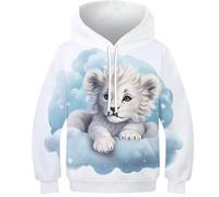 FSMHDG Modischer Kinder Hoodie Löwe - 3D Kinder Pullover, Hochwertiges Kinder Sweatshirt, Perfekt Für Jungen Und Mädchen