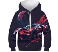 FSMHDG Modischer Kinder Hoodie Sportwagen - Kinder Pullover Mit 3D-Effekt, Kinder Sweatshirt, Das Bequemlichkeit Und Stil Verbindet
