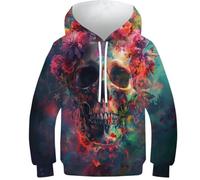 FSMHDG Stylischer Kinder Pullover Art Totenkopf - 3D Gedruckter Kinder Hoodie, Kinder Sweatshirt Für Modebewusste Jungen Und Mädchen