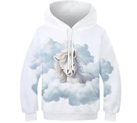 FSMHDG Trendiger Kinder Sweatshirt Pferd in 3D-Optik - Kinder Hoodie, Der Stil Und Komfort Vereint, Perfekt Für Kinder Aller Altersgruppen