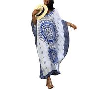 FSMO Damen-Kimono, übergroß, Maxi, Ethno-Print, Bikini-Überwurf, Strand, Kaftan-Kleid Gr. One Size