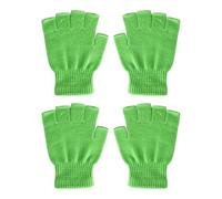 FSSTUD 2 Paar warme gestrickte fingerlose Handschuhe, Winter, Halbfinger-Handschuhe, Unisex, gestrickt, dehnbar, Fäustlinge, Grün