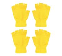 FSSTUD 2 Paar warme gestrickte fingerlose Handschuhe, Winter, Halbfinger-Handschuhe, Unisex, gestrickt, dehnbar, Fäustlinge, Gelb