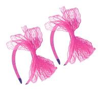 FSSTUD 2 x Haarreif, neonfarbene Spitze, Schleife, groß, Vintage-Stil, 1980er-Jahre, Cosplay-Haarreifen, Halloween, Party, Stirnbänder für Weihnachten, Geburtstag, Hot Pink