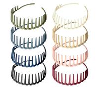 FSSTUD Bunte Zick-Zack-Stirnbänder, breite Zähne, Kamm, Haarbänder, Wellenkamm, Haarbänder, Kunststoffzähne, Haarreifen, rutschfeste Zähne, Haarschmuck für Damen, 8 Stück