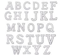 FSSTUD Glitzer-Aufnäher zum Aufbügeln, Buchstaben-Applikationen, Strass, zum Aufbügeln, Buchstaben-Applikationen, Alphabet, Nähen, Bling, Kleidung, Flicken zum Basteln, Weiß, 26 Stück