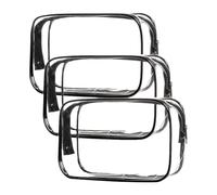 FSSTUD Transparente Make-up-Tasche, Reise-Kosmetiktasche, PVC-Kosmetikbeutel, transparent, Kulturbeutel, wasserdicht, Kulturbeutel, tragbar, Kulturbeutel für Reisen, Schwarz, 4 Stück