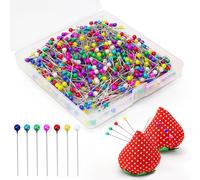 FSWWSF Stecknadeln mit Kopf 600 Stück 38mm Stecknadeln mit 2 Sewing Pins Kissen Bunte Abstecknadeln Edelstahl Stecknadeln für Stoff Schmuck und Nähprojekte (600 Stück)