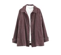 FTCayanz Damen Bluse Jacke Cordjacke Herbst Hemdjacke Übergangsjacke Elegant Langarm Shirt Mantel
