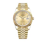 FTEOXLC Luxuriöse automatische Herrenuhren, Diamant-Zifferblatt, geriffelte Lünette, Jubiläumsarmband, Datumsanzeige, goldene Uhr, V 3, Kleid