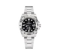 FTEOXLC Sarwo Luxuriöse automatische Taucheruhren aus Edelstahl, schwarzes Zifferblatt, leuchtende Markierungen, silbernes Band, professionelle Sportuhr, V 4, Luxury Dive