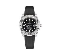 FTEOXLC Sarwo Luxuriöse automatische Taucheruhren aus Edelstahl, schwarzes Zifferblatt, leuchtende Markierungen, silbernes Band, professionelle Sportuhr, V 3, Luxury Dive