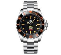 FTEOXLC Steelflyer Automatische Taucheruhr aus Edelstahl, schwarzes Zifferblatt, NH35-Uhrwerk, 30 Bar, wasserdichte Uhr, V 3, Taucher