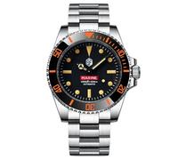 FTEOXLC Steelflyer Automatische Taucheruhr aus Edelstahl, schwarzes Zifferblatt, NH35-Uhrwerk, 30 Bar, wasserdichte Uhr, V 1, Taucher