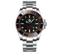 FTEOXLC Steelflyer Automatische Taucheruhr aus Edelstahl, schwarzes Zifferblatt, NH35-Uhrwerk, 30 Bar, wasserdichte Uhr, V 2, Taucher