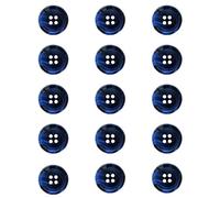 ftiemlovde 15 Stück 4 Loch Bunte Knöpfe zum Annähen Selber Machen Basteln（Blau 15 mm）