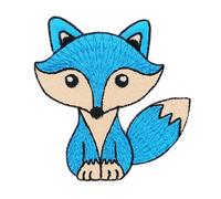 Fuchs Blau Aufnäher zum aufbügeln oder aufnähen Bügelbild Bügelpatch Kinder Aufbügler für Kleidung Bügelflicken Tier Patch Applikation Flicken Größe 7,5 x 7,7 cm