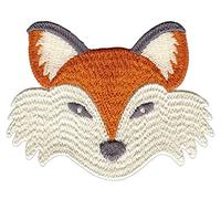 Fuchs Kopf Fox Aufnäher zum aufbügeln oder aufnähen Bügelbild Aufbügler für Kleidung gestickter Bügelpatch Applikation Patch Größe 8,0 x 6,2 cm