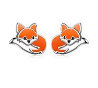 Fuchs Ohrringe Mädchen 925 Sterling Silber Kleine Tier Ohrstecker Niedlicher Fuchs Tier Cartoon Schmuck Geschenke für Mädchen Kinder Damen