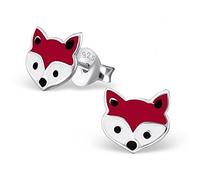 Fuchs Ohrstecker 925 Echt Silber mit Emaille Kinder Mädchen Ohrringe