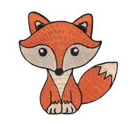 Fuchs Orange Aufnäher zum aufbügeln oder aufnähen Bügelbild Bügelpatch Kinder Aufbügler für Kleidung Bügelflicken Tier Patch Applikation Flicken Größe 7,5 x 7,7 cm