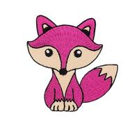 Fuchs Pink Aufnäher zum aufbügeln oder aufnähen Bügelbild Bügelpatch Kinder Aufbügler für Kleidung Bügelflicken Tier Patch Applikation Flicken Größe 7,5 x 7,7 cm
