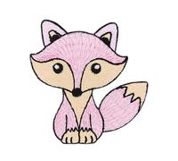 Fuchs Rosa Aufnäher zum aufbügeln oder aufnähen Bügelbild Bügelpatch Kinder Aufbügler für Kleidung Bügelflicken Tier Patch Applikation Flicken Größe 7,5 x 7,7 cm