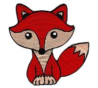 Fuchs Rot Aufnäher zum aufbügeln oder aufnähen Bügelbild Bügelpatch Kinder Aufbügler für Kleidung Bügelflicken Tier Patch Applikation Flicken Größe 7,5 x 7,7 cm