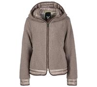 Plüschjacke FUCHS SCHMITT "Plüschjacke", Damen, Gr. 38, grau (stein), Plüsch, Obermaterial: 100% Polyester, unifarben, modisch, regular fit normal, Rundhals, Langarm eingesetzt eingefasste Kante, Jack
