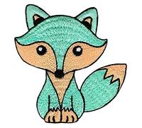 Fuchs Türkis Aufnäher zum aufbügeln oder aufnähen Bügelbild Bügelpatch Kinder Aufbügler für Kleidung Bügelflicken Tier Patch Applikation Flicken Größe 7,5 x 7,7 cm