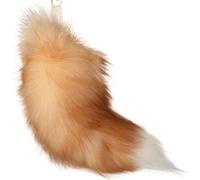Fuchsschwanz, 39, 9 cm, Tierschwanz, zotteliges Kunstfell, realistischer Fuchs-Schlüsselanhänger, dekorativer Therian für Handtasche, Rucksack, Cosplay, Gold, Schlüsselanhänger, Kunstfell, Schlüsselan