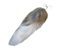 Fuchsschwanz Schlüsselanhänger Niedlicher Fuchsschwanz-Schlüsselanhänger, Anhänger, Frauen, Schlüsselanhänger, Pompoms, Mit Bulldogge (2-Khaki, One Size)